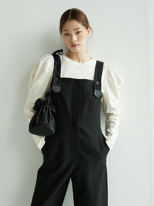 [N] JAMSIL Overall jumpsuit  (Black / Khaki corduroy)