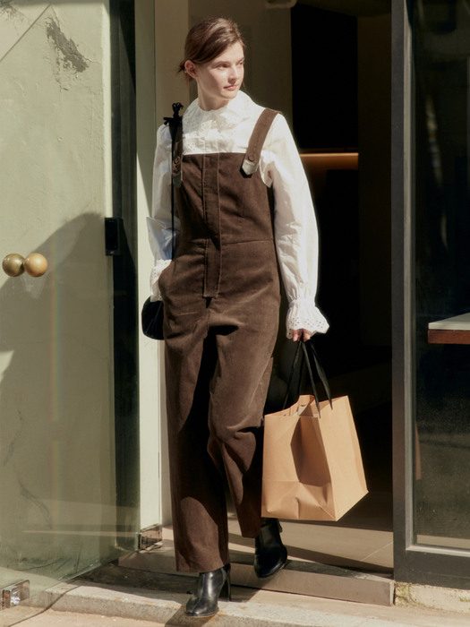 [N] JAMSIL Overall jumpsuit  (Black / Khaki corduroy)