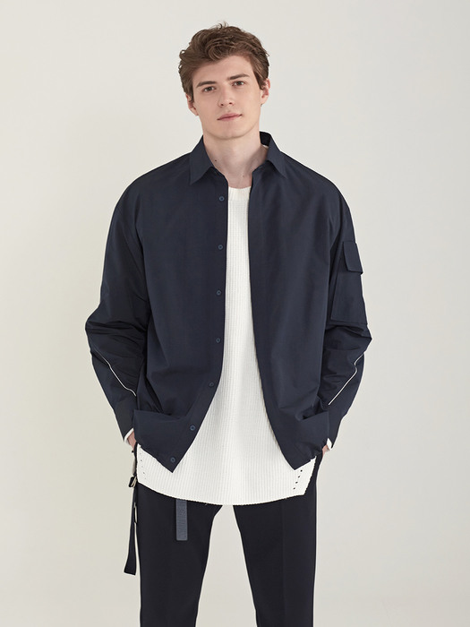 Piped trim oversized shirt