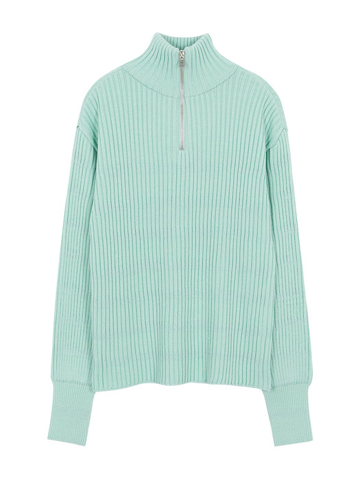 Metallic Stripe Turtle Neck Knit in Mint_VK0WP2800