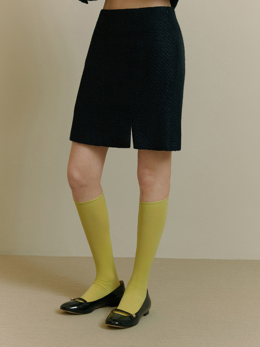 SLIT TWEED SKIRT [NAVY]