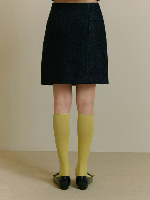 SLIT TWEED SKIRT [NAVY]