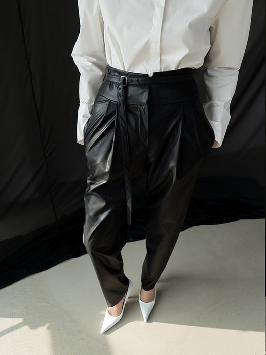 Vegan Leather Tapered Pants