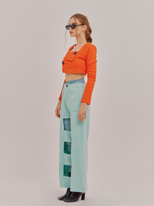 SLIT SIGNATURE WIDE PANTS MINT