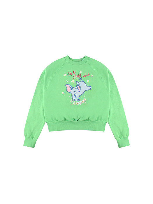 Stupid baby Crop Sweat-shirt [Green]