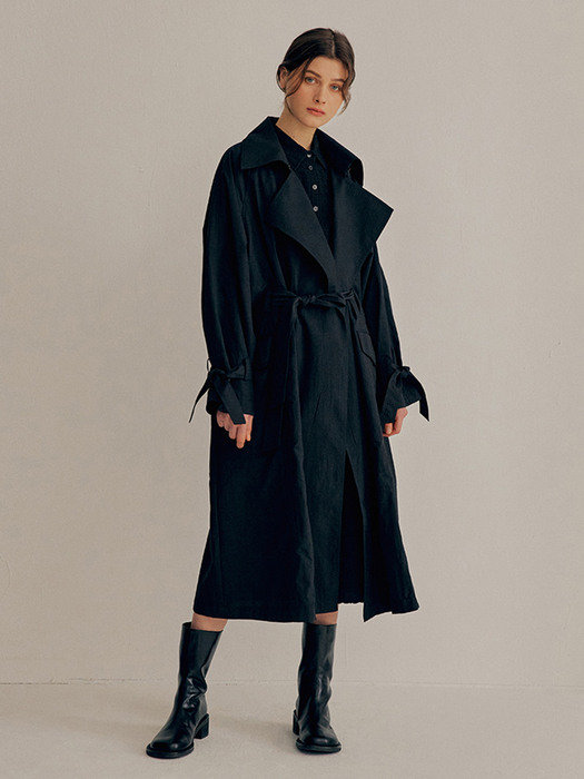 CRINKLE OVERSIZE TRENCH COAT_BLACK