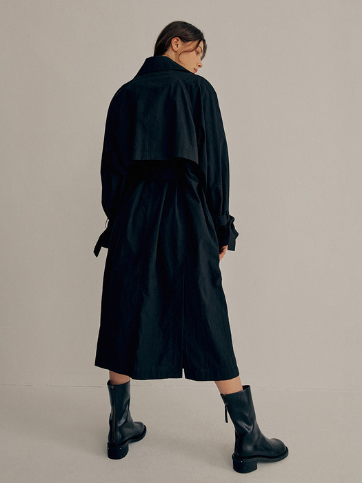 CRINKLE OVERSIZE TRENCH COAT_BLACK