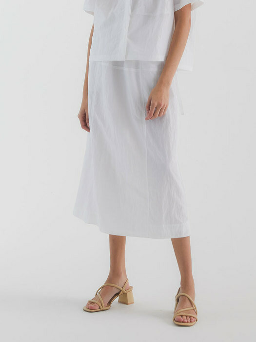 Lola Shirring Skirt_White