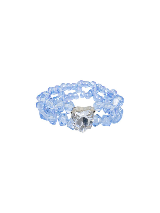 Layered Heart Beads Ring (Sky Blue)