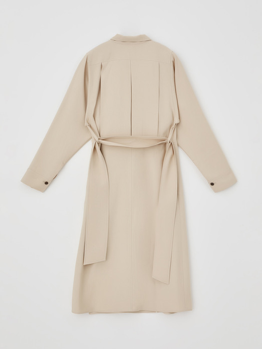 DOUBLE BREASTED TRENCH DRESS (LIGHT BEIGE)