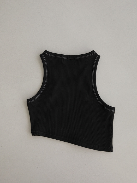 asymmetric oe tank top - Black