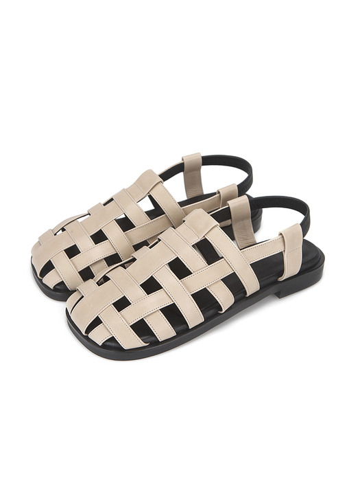 Lattice soft sole sandals 플랫 샌들 | Crumpled beige