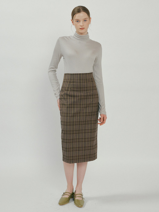 FIF BACK SLIT SKIRT CHECK