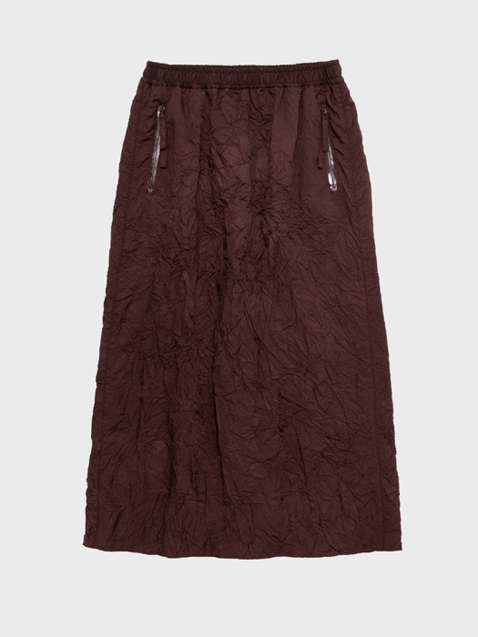 CRINKLE LONG SKIRT RED BROWN (2 SIZE)