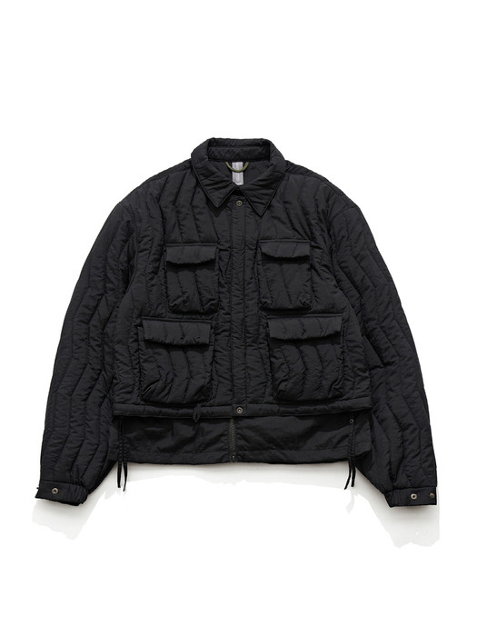LAYERED FISHERMAN JUMPER / QUILTED BLACK
