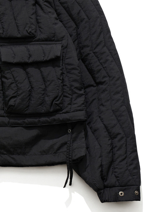 LAYERED FISHERMAN JUMPER / QUILTED BLACK