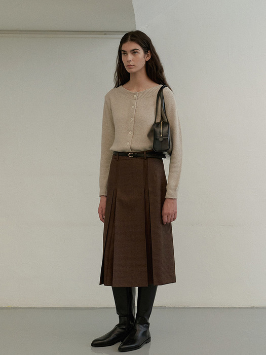 Jeanne Wool Skirt in Brown Check