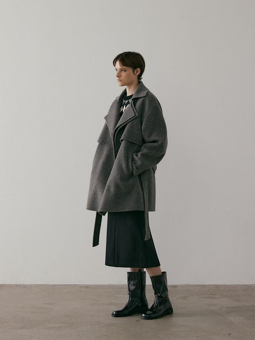 DOUBLE FLAP HANDMADE COAT (GREY)