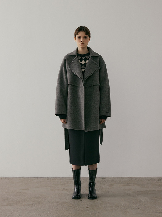 DOUBLE FLAP HANDMADE COAT (GREY)