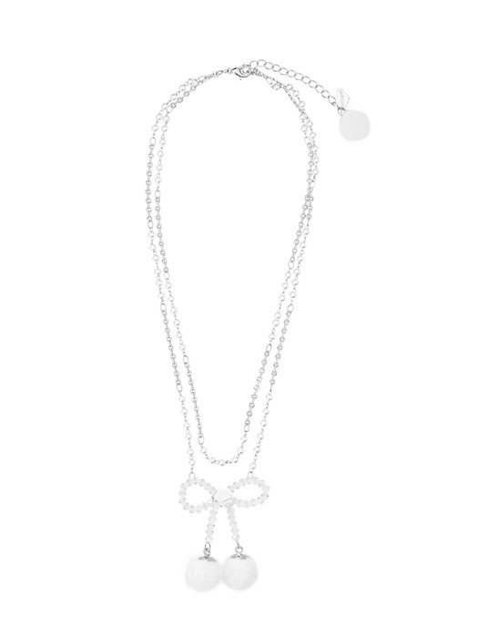 Snow Ribbon Beads Necklace (Clear)