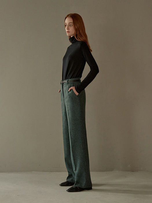 Nep wool slacks (green)