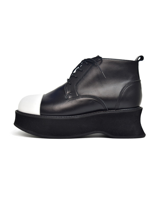 straight tip classic platform ankle shoes-Black