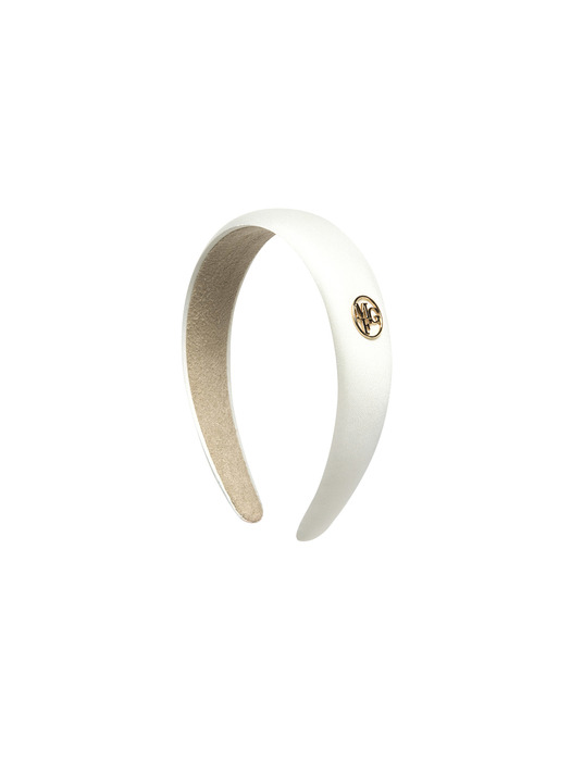 CIRCLE LOGO SATIN HAIR BAND ivory