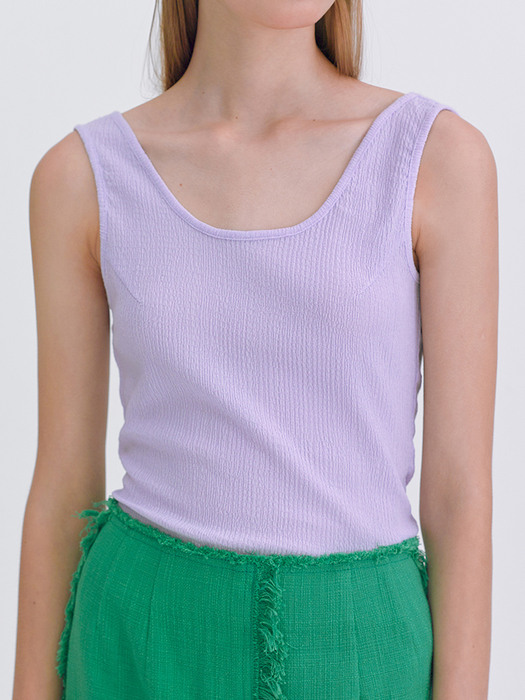 Wrinkle Sleeveless Top_Light Purple