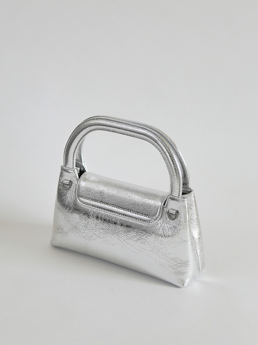 rrin top handle m bag (Crinkle Silver)