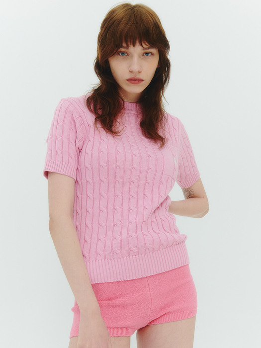 Rose Cable Knit Top [PINK]