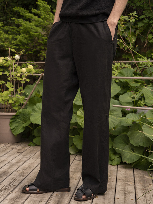 CP-801 Linen long wide pants_Black