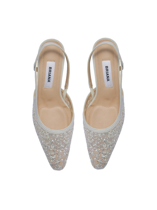 Glitter Mesh Slingback_Ivory