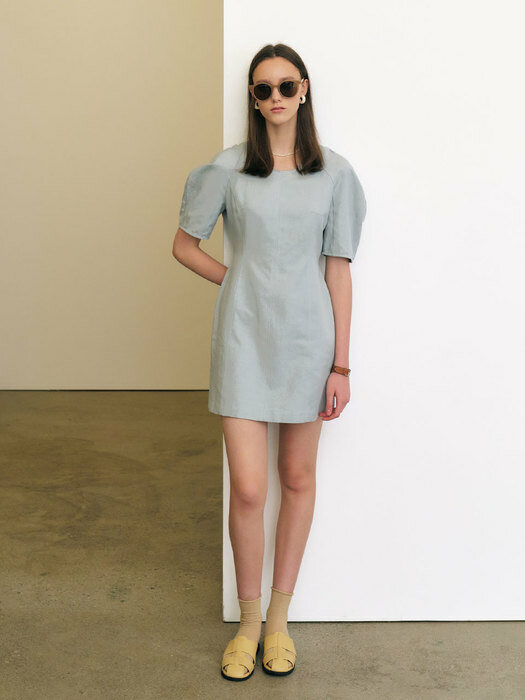 22 Summer_ Blue Cotton Mini Dress