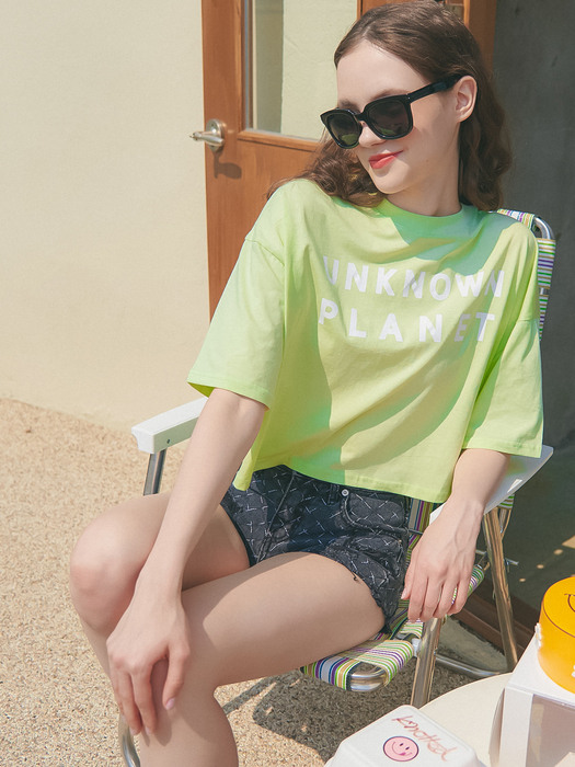 UP-257 로고 크롭티 그린 . LOGO CROP TEE GREEN