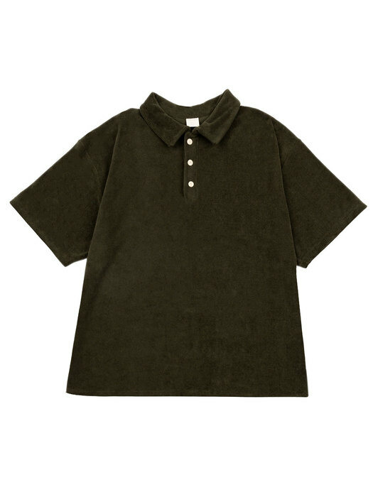 Overfit Terry Collar T-shirts_khaki M