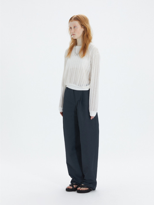 Textured Pintuck Trousers (Charcoal)
