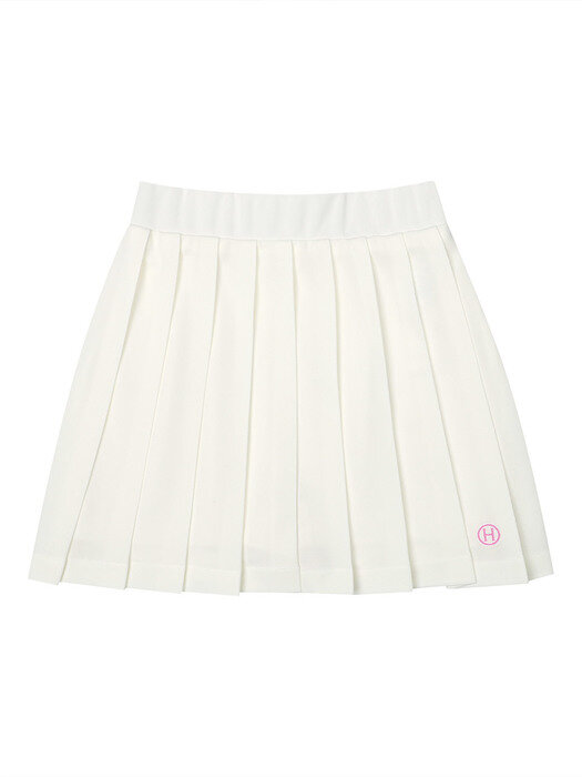 22SS.ver H Logo Pleated Tennis Skirt_Ivory/PK