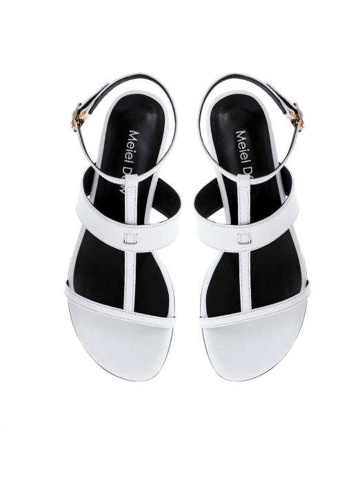 Strap Detail Flat Sandals-MD1099s White