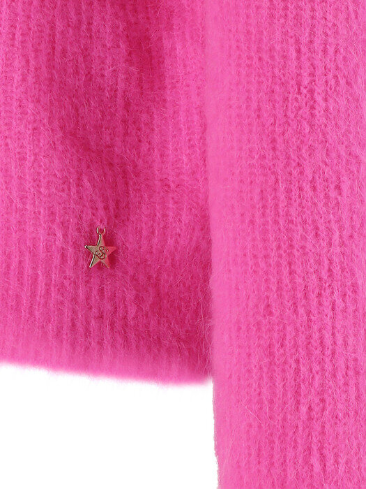 A 스타 니트 티셔츠 Hot pink