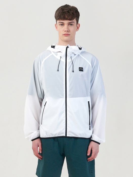 SIGNATURE WOVEN STRETCH HOODED JACKET-WHITE