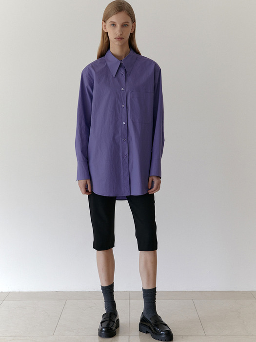 MANNON loose fit fine-cotton long shirt_Violet