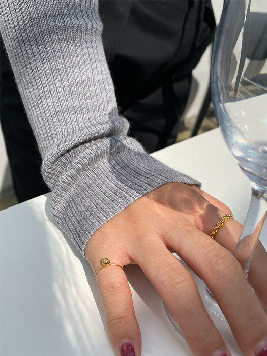 [set][925 silver] mini knit ring (gold) + ring ring (gold)
