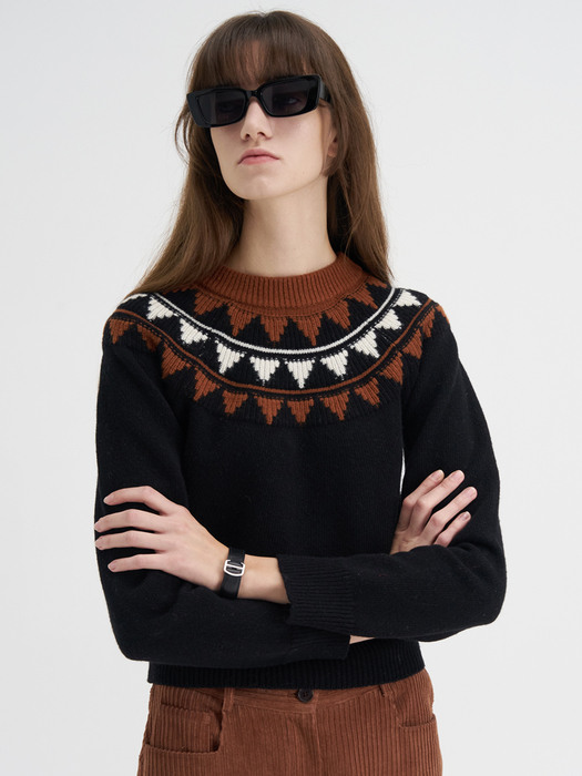 22 Winter_ Black Jacquard Sweater