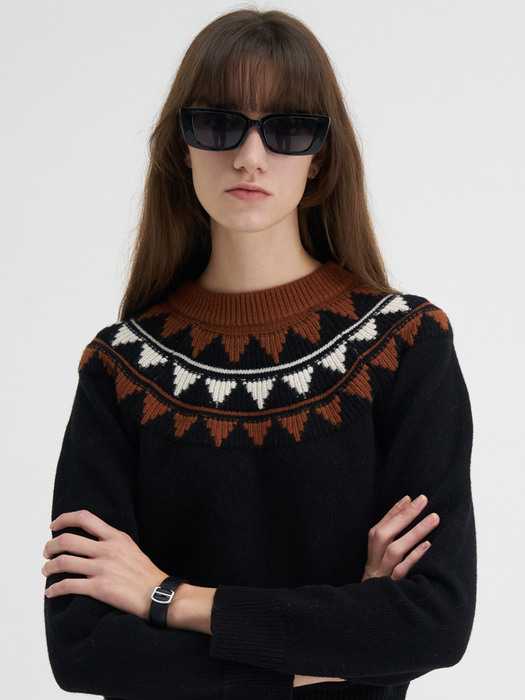 22 Winter_ Black Jacquard Sweater