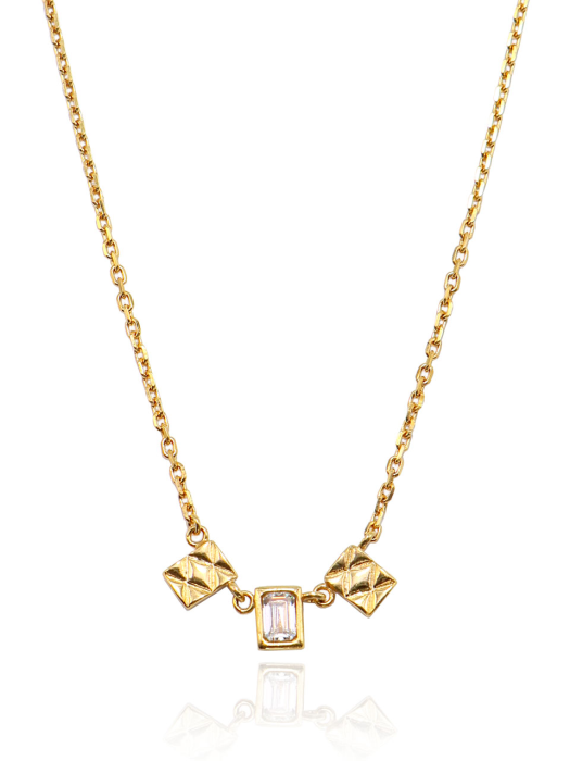 Motif Triple Silver Necklace In406 [Gold]