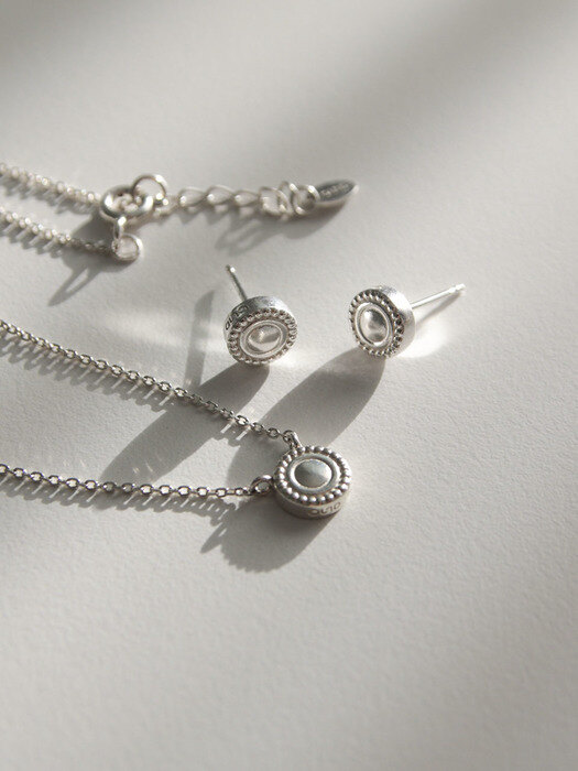 [SET] dot stud necklace+earring-silver