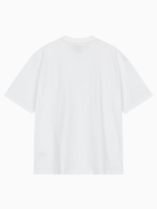 남 화이트 릴렉스핏 스탠다드 로고 크루넥 반팔 티셔츠 40HM228 YAA
