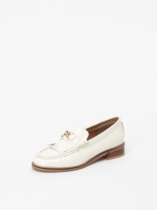 Laudia Tassel Loafers in Milky White Patent