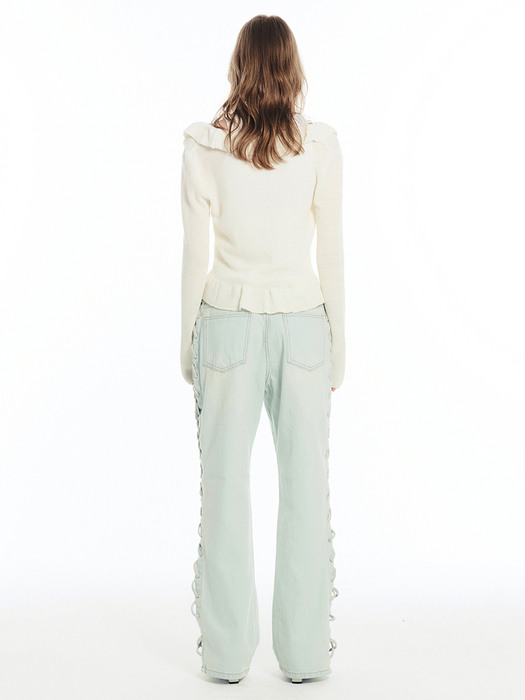 SIDE EYELET JEANS / LIGHT BLUE