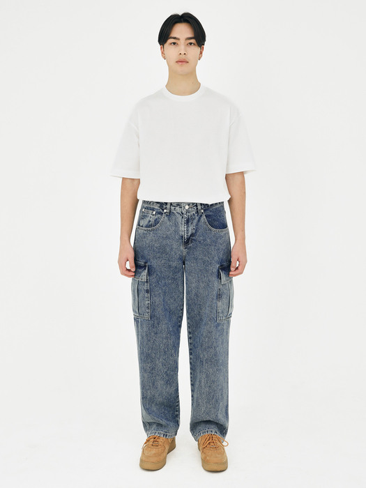 Wide Cargo Denim Pants V3_Blue